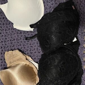 Set of 3 Victoria secret pink Women's Intimates bras - Black, Cream and Tan 36D